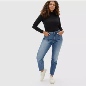 Everlane The Curvy Cheeky Jeans Size 24 Blue Denim Raw Hem Ankle